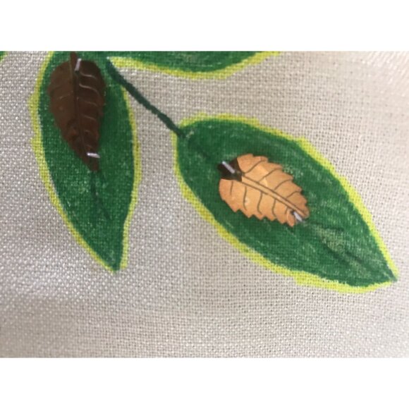 Vtg Orange Blue Pink Floral Beige Dress Sleeveless Sheath White Pearl Beads - Picture 5 of 10